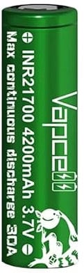 Vapcell 4200mAh P42A INR 30A Rechargeable Battery - High Amp Flat Top Battery Long Lasting Li-ion Battery for Sub Ohm E Cigarettes Vape Starter Kit - No Nicotine