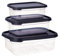Generico Set 3 Contenitori in Plastica 'Lizzy' con Coperchio, 2 Colori Assortiti (14x14x5 cm, 16x11,5x6 cm, 19x14x7 cm) (NERO)