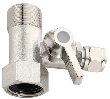 Wjelet Wasseranschluss Adapter T-Stück, Wasseranschluss Verteiler 3/8 Zoll Hochdruck Mit Absperrventil Für Wasserfilter Umkehrosmose Kühlschränke,Kompatibles Zubehör Zum Anschluss Von 2 Geräten