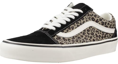 Vans Old Skool D6WYY61 animalier Schwarze Damenschuhe Sneakers Schnürsenkel Leopardenstoff 37