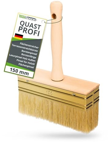 ToolSpace Quast 150 mm Profi Flächenstreicher Deckenbürste Kleisterbürste Fassadenpinsel Holzgriff Kleisterpinsel Tapetenkleister Tapezierbürste Borstenpinsel zum Grundieren Tiefengrund Lasurpinsel