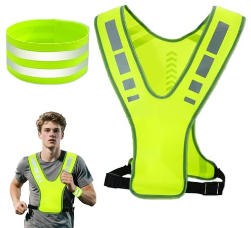 Chaleco Reflectante con Bolsillo, Chaleco de Seguridad para Correr, Caminar, Montar en Bicicleta, para Hombres, Mujeres y niños, 2 Piezas