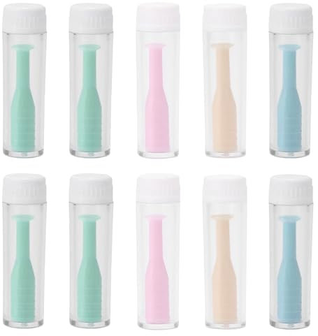 10 Pièces Ventouses pour Lentilles de Contact, Aide A l'insertion des Lentilles Ventouse Lentille Dissolvant Silicone Avec Étui de Protection pour Lentille Rigides RGP et Souples (Multicolores)