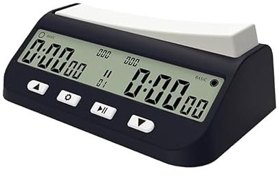 Lotvic Schachuhr Professional, Digitale Multifunktionsanzeige Schachtimer mit Bonus & Delay Countdown Funktion, Elektronische Brettspiel für Zuhause & Turniere, für 2 Spieler Brettspiel