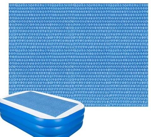 Telo Solare Piscina Rettangolare, 220x150 cm Copertura Solare per Piscina Termale, Telo Riscaldante Piscinafuori Terra in Pe Spesso, Antipioggia Impermeabile, Blu