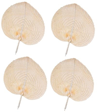 Ocastuted 4 Abanicos De Rafia Tejidos A Mano En Forma De Corazón, Hojas De Palma Secas Naturales Para Decoración De Boda Y Fiesta Al Aire Libre