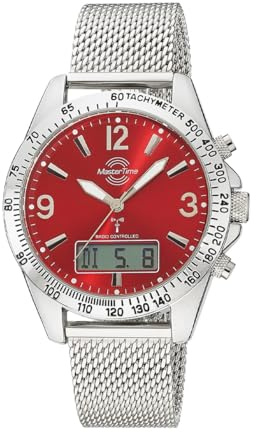 Master Time MTGA-10962-82M Montre à quartz radio-pilotée analogique et numérique pour homme avec bracelet milanais en acier inoxydable