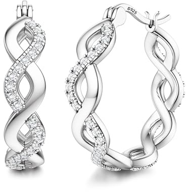 Diamday Ohrringe Silber 925 Creolen Ohrringe Gold Silber für Damen | Huggie Creolen Silber 925, Hypoallergene Cubic Zirkonia Ohrringe Gold, Creolen Gold für Damen Mädchen