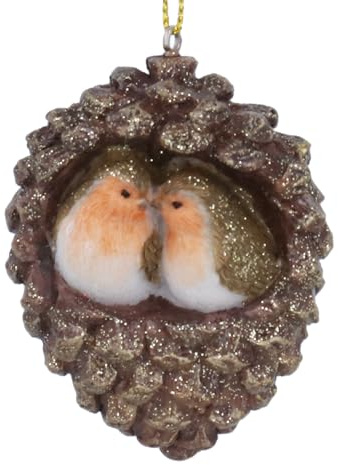 Gisela Graham Robins in Pinecone Christmas Tree Decoration, 7cm, Resin
