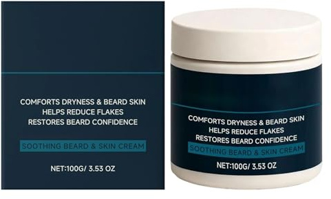 JINGLING Bart Feuchtigkeitscreme Für Männer,100g Creme zur Weichmachung des Bartes | Leichter Balsam Für Gesichtsbehaarung - Für Rasur Dusche Reise Pflege Styling Täglich Zuhause Salon