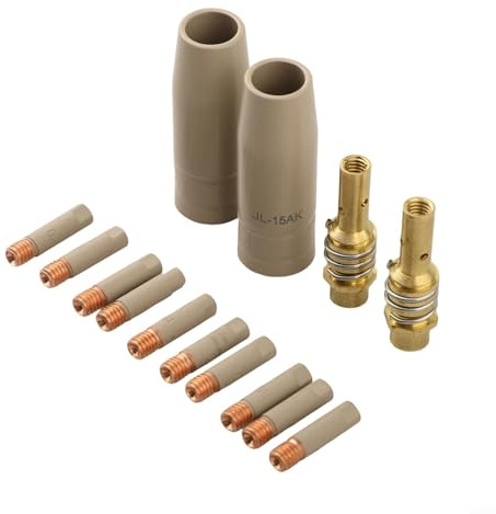 14pc 15AK Coated Welding Torch Nozzle Kit with Insulated Protection for MIG Welder, Includes Nozzles, Holders & Tips