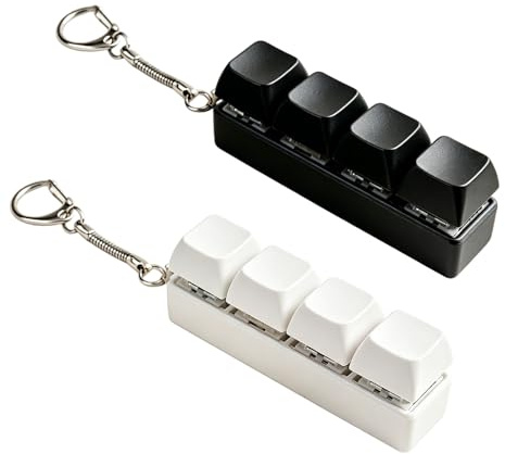 KLINNA 2X Juguetes Fidget de Teclado Mecánico, Llavero con Clicker de Interruptores para Alivio del Estrés y Concentración, Gadget Antiestrés de Teclas de Teclado, Regalo de Oficina para Adultos