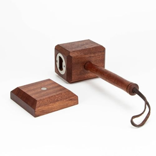 Apribottiglie in legno a forma di martello di Thor, con base magnetica, in acciaio inox, legno di noce, con cinturino da polso in pelle