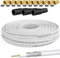 HB-DIGITAL 20m 130dB Koaxial Kabel Set SAT-Kabel inkl. 6 F-Steckern vergoldet und 3 Schutztüllen, 20m Koaxkabel für Satellitenempfang, Schirmungsmaß 130dB, bester Empfang für HDTV 3D FullHD Ultra HD