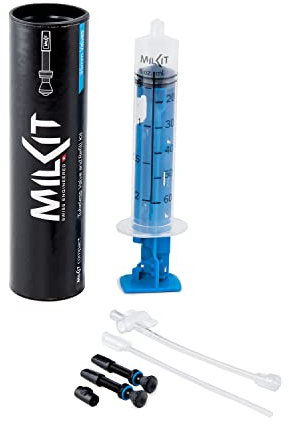 MilKit Compact Tubeless Ventilsystem - Mess-und Nachfüllspritze 60ml - Zwei Patentierte Tubelessventile - Presta Ventilherzwerkzeug - Swiss Engineered - Made in Germany