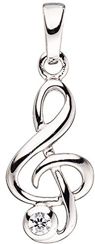 Jobo Kinder-Anhänger Notenschlüssel aus 925 Sterling Silber mit Zirkonia