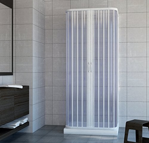Rollplast BSAT2CONCC2808080 Duschkabinenwand, Größe: 80 x 80 x H 185 cm, aus PVC, Öffnung Mitte, 2 Türen, Weiß