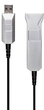 Monoprice USB-A to USB-A Female 3.0 Extension Cable - Fiber Optic, 5Gbps, 15 Meter, Black and Silver - SlimRun Series