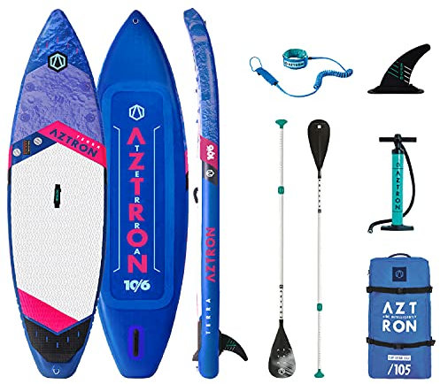 Aztron Erde, aufblasbar, Unisex, Erwachsene, Board + Style Aluminium Padel + Flosse + Tasche, 320 x 80 x 15 cm