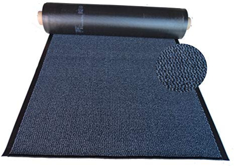 MERTEX Schmutzfangläufer Meterware 90 cm blau-schwarz meliert- Schnittkanten gekettelt (90 x 450 cm, blau)