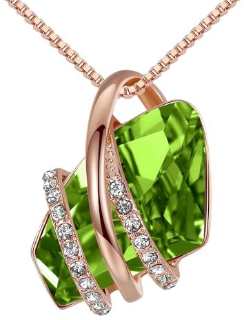 Leafael Pietra dei desideri Collana Donna Argento o oro rosa, Pietra di nascita collana con cristalli curativi, Senza allergie gioielli donna, Regalo Donna con scatola regalo inclusa
