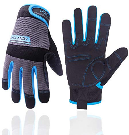 HLDD HANDLANDY Leichte Arbeitshandschuhe, Herren & Damen Multifunktionale Arbeitshandschuhe mit umfangreichem Handflächenschutz Gartenarbeit Bauarbeitshandschuhe Touchscreen (Blau, L)