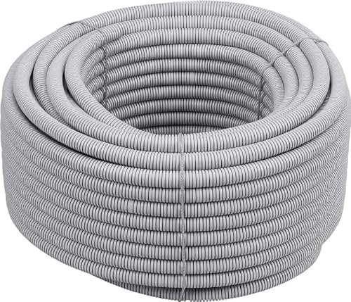 Meister Isolierrohr flexible Ausführung - 50 Meter - lichtgrau - 320 N (leicht) - M20 Gewinde - Flammwidrig - Geeignet für Unterputz & Hohlwände / Wellrohr / Leerrohr / Schutzrohr / 7480600