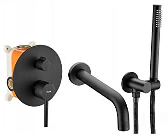 REA Robinet de baignoire Lungo noir encastré + boîte noire