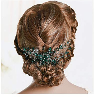 IYOU Prinzessin Grüner Kristall Haar Kamm Braut Hochzeit Kopfschmuck Zubehör für Mädchen und Frauen