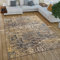Paco Home Wohnzimmer Teppich Kurzflor Boho Vintage Design Geometrische Muster Used Look Industrial Style, Grösse:80x150 cm, Farbe:Blau