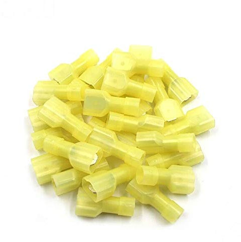 50x Flachstecker männlich gelb 4-6 mm² Steckbreite 6,3mm Vollisolierte Steckverbinder Kabelschuhe Verbinder Stecker