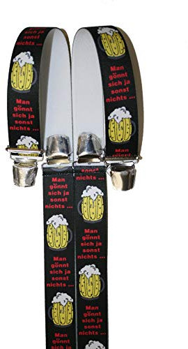 EDERER Hosenträger Herren - Bier Motiv - 3,5 cm breit, verstellbar 65–125 cm - X-Form – robuste Clips & hoher Komfort – ideal für Freizeit, Arbeit & als stilvolles Geschenk P-004