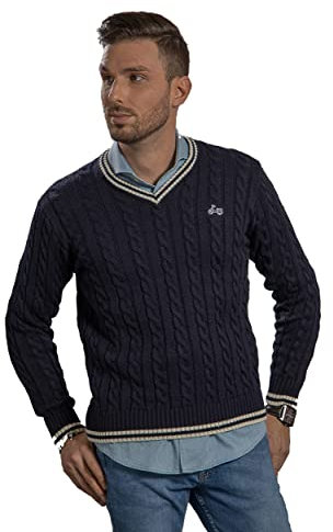 RUL Jersey DE Hombre Cuello Pico DE Invierno Azul Marino (XXL)
