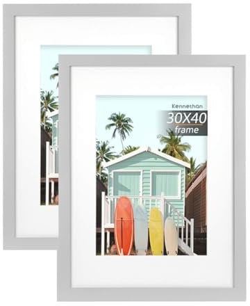 kennethan 2er Set 30x40 Grau MDF-Holzfotorahmen mit Acrylglas, ideal zum Aufhängen und Ausstellen von Urkunden.(Grau, 30x40-2er Pack)