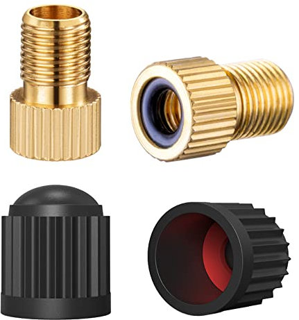 HZJD Presta Ventiladapter, konvertiert Presta auf Schrader Adapter für Fahrrad, Reifen mit Einer Standardpumpe oder einem Luftkompressor aufpumpen, Stück Reifenventilkappen(2Stück)