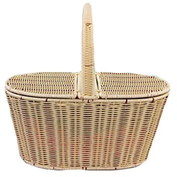 Picknickkorb mit großer Kapazität im Freien Hand gewebt Picknickkorb, Polypropylen-Wicker-Ostern-Korb-Picknickkorb mit Deckel und Griff, für Picknick-Partys und BBQs Picknickkörbe Set Geschenk für Jun