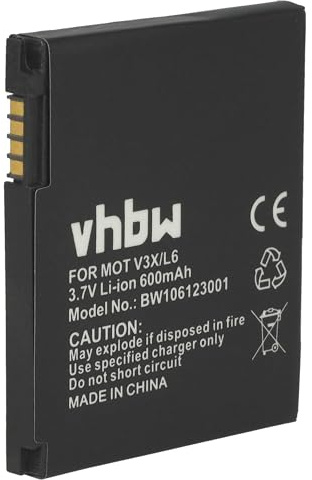 vhbw Akku Ersatz für Motorola SNN5779B | SNN5779C für Handy Smartphone Telefon (600 mAh, 3,7 V, Li-Ion)