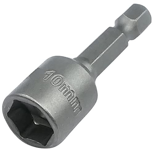 AERZETIX - C50145 - Douille porte-embout SW 10mm / L45mm - 1/4'' 6.3mm - pointe magnétique aimantée à empreinte 6 Pans - pour vis autoperceuse à tête hexagonale - en acier S2