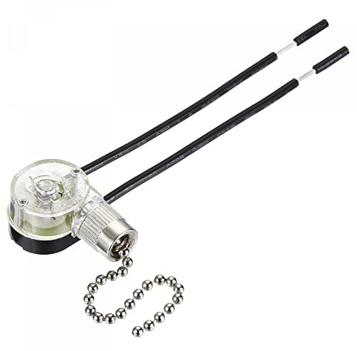 sourcing map Pull Chain Switch On-Off Speed Replacement ZE-109 for Ceiling Fan Lamp Light Clear Silver