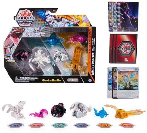 Bakugan 'Evolutions' Battle Strike 6er Pack mit 1 Platinum Ball (Haos Wrath), 2 Basic Balls (Darkus Trox, Haos Nillious), 1 Geogan (Aurelus Insectra), 2 Nanogan (Aquos Blade, Darkus Clutch)