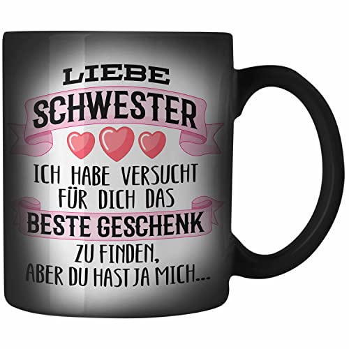 Trendation - Beste Schwester Geschenk Zaubertasse Farbwechsel Tasse Geburtstag Weihnachten Geschenkideen Schwestern Bruder Lustig