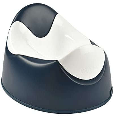 BÉABA, Pot d'Apprentissage Bébé Ergonomique, Poignées de préhension sur la cuvette, joint antidérapant, hygiénique, Facile d'entretien, Made In France, Night Blue