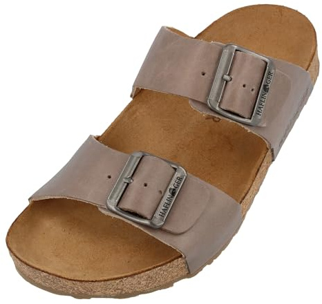 HAFLINGER Bio Andrea Leder Pantolette Sandale (Country Perlgrau 1658), Gr 43