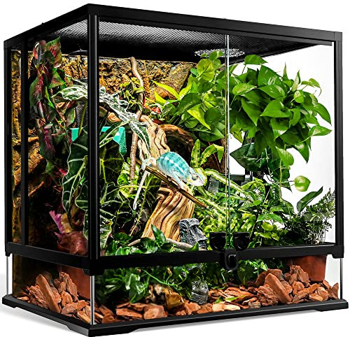NEPTONION 43 Gallonen professionelles Glasterrarium 60cm x 45cm x 60cm, langlebiger Reptilien-Lebensraumtank, mit hitzebeständigem Rahmen aus Aluminiumlegierung