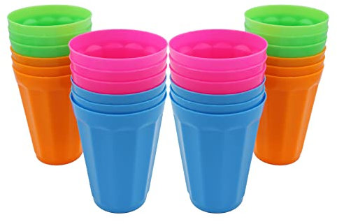 24 wiederverwendbare Kunststoffbecher, Kunststoffbecher, Party, Kunststoff-Trinkbecher, bunte Kunststoffbecher für Küche, Partys