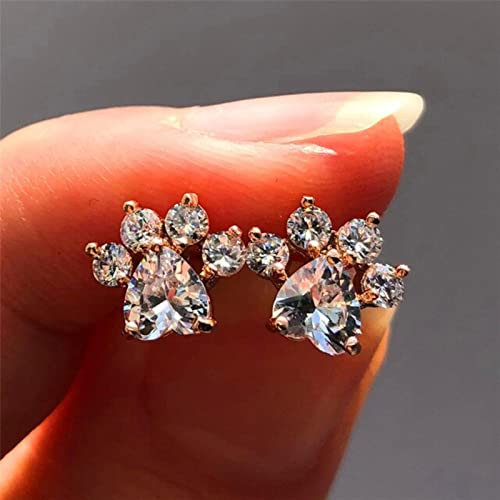 DAOMEI Minimalistische Weibliche Rosa Feueropal Ohrstecker Rose & Gold Hochzeitsschmuck Boho Kleines Herz Hund Katze Pfote Klaue Ohrringe Für Frauen