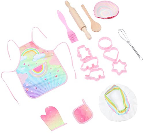SOIMISS Kochschürzen Für Mädchen Mit Tasche Zum Aufbewahren Von Koch Und Malutensilien Inklusive Backhandschuhe Und Spielzeug Für Spielhaus Und Waschbar Langlebig Und Funktional