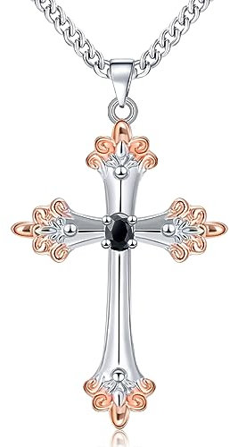 Mesovor Kreuz Kette Halskette für Frauen, Religiöser Glaube Kreuz Gott gesegnet Anhänger Halskette für Mädchen Mutter Frau Geschenke (Iris-Wunderschön)