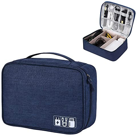 Kabeltasche, Kabel Organizer Tasche, Kabel organizer reise, Reise elektronik tasche, Ladekabel organizer, Travel organizer, ladekabel tasche, Elektronik Zubehör Organizer(Dunkelblau)