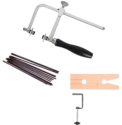 YIEPET 3 in 1 Jewelry Making Kit Jeweler's Saw Frame Adjustable with 144 Blades, Bench Pin Clamp Set V-Slot Workbench Wooden Jewelry Clamp Tool